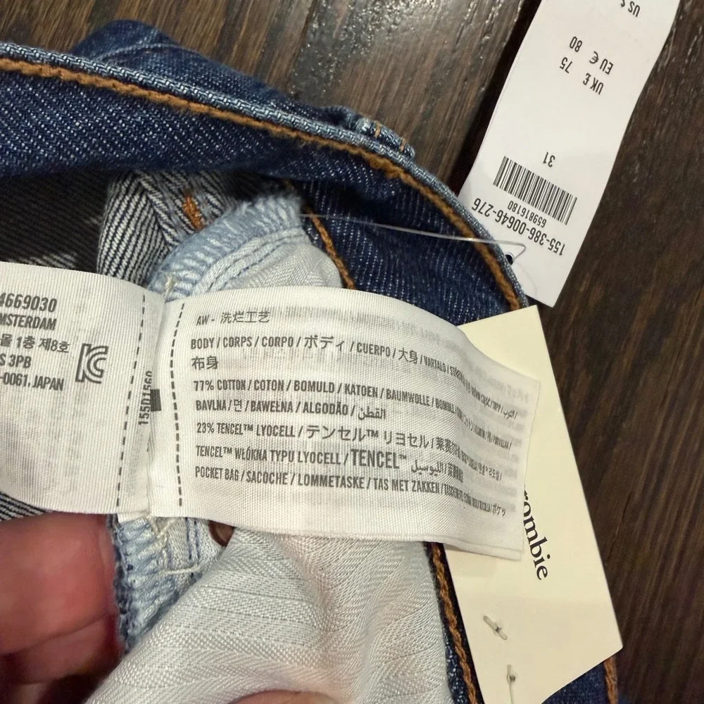 Abercrombie & Fitch Wide Leg Jeans Women‎ 31 12 Blue High Rise Crop Denim 35x26